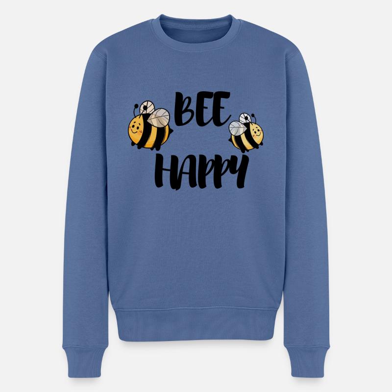 Bee Happy - Männer Premium Bio Pullover - Taubenblau