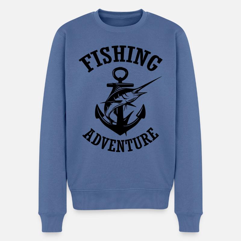 Aventure de pêche - Pull Premium bio Homme - bleu pigeon