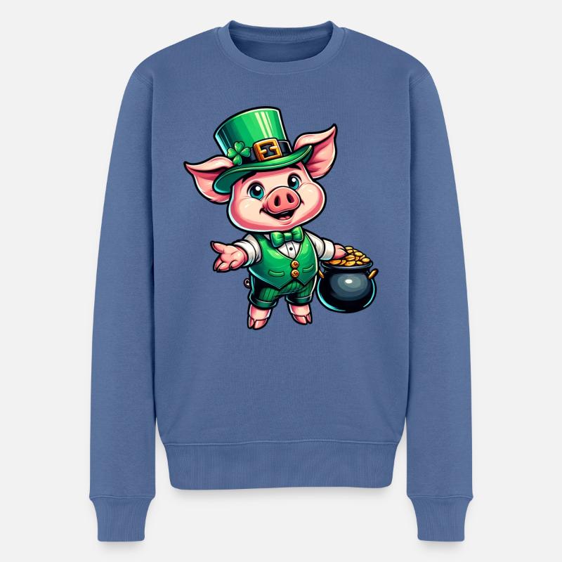 Doux cochon de la Saint-Patrick - Pull Premium bio Homme - bleu pigeon