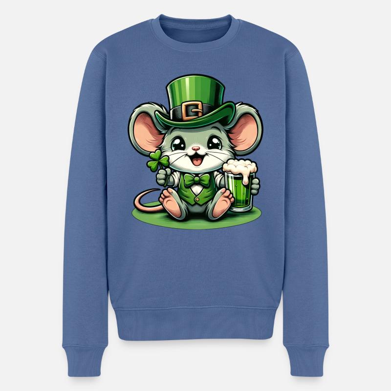 St. Patrick's Maus im Festlook - Männer Premium Bio Pullover - Taubenblau