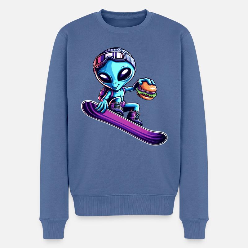 Alien Snowboard Hamburger Abenteuer - Männer Premium Bio Pullover - Taubenblau