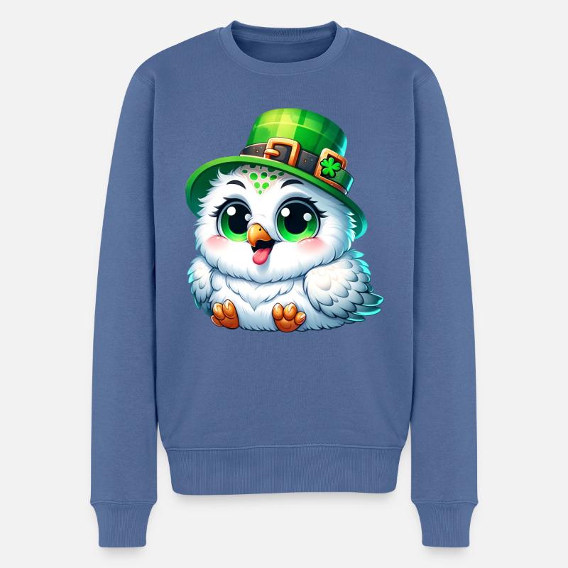 St. Patrick's Süße Schneeeule - Männer Premium Bio Pullover - Taubenblau