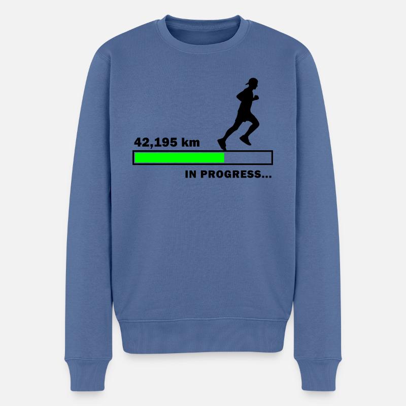 42,195 km en cours - Pull Premium bio Homme - bleu pigeon