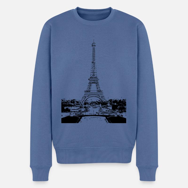 Paris. - Pull Premium bio Homme - bleu pigeon