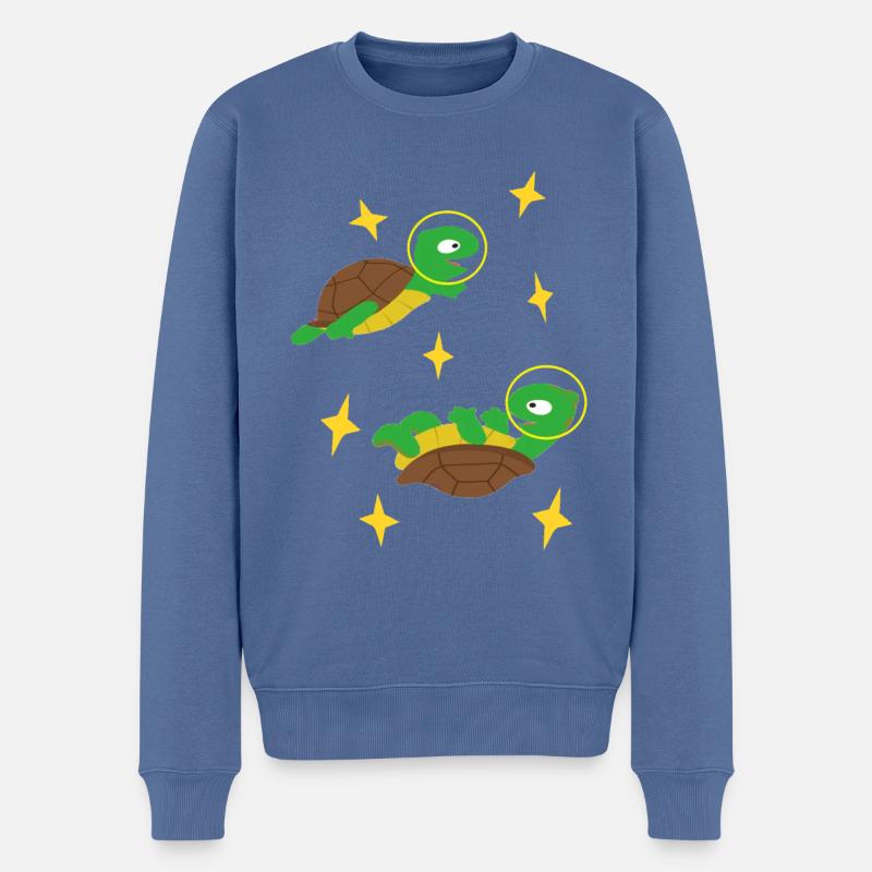 Tortues dans l’espace - Pull Premium bio Homme - bleu pigeon
