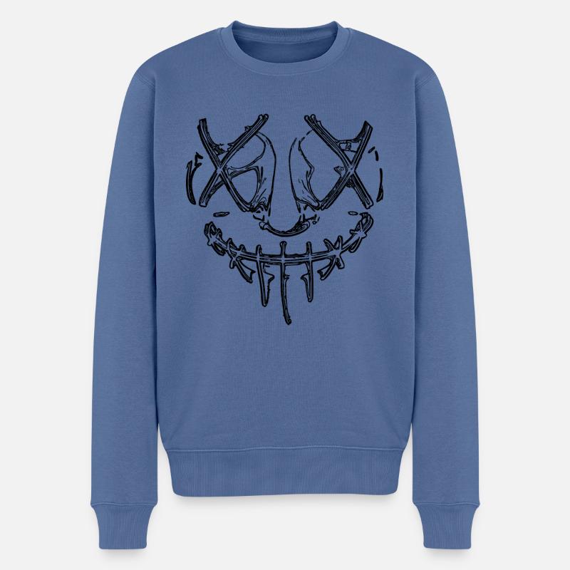 böses Horror Gesicht (Purge Optik) Halloween Maske - Männer Premium Bio Pullover - Taubenblau