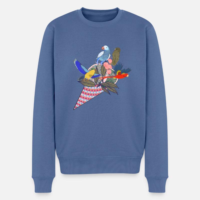 Eis mit tropischen Papageien - Männer Premium Bio Pullover - Taubenblau
