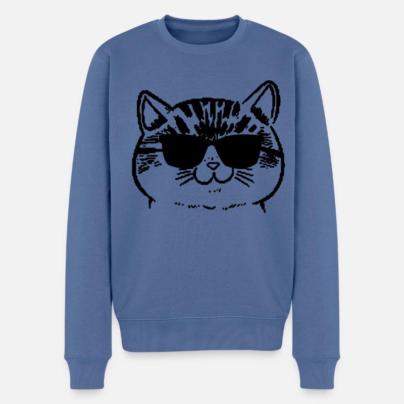 Cool Cat Katze Kätzchen Haustier Katzenliebhaber - Männer Premium Bio Pullover - Taubenblau