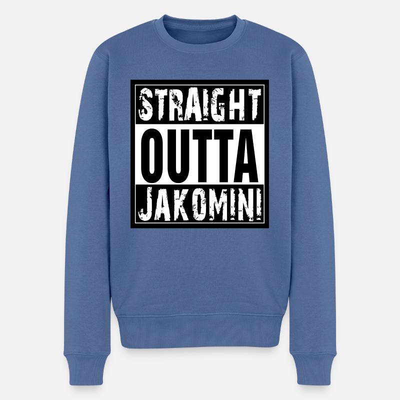 Straight outta Jakomini - Männer Premium Bio Pullover - Taubenblau