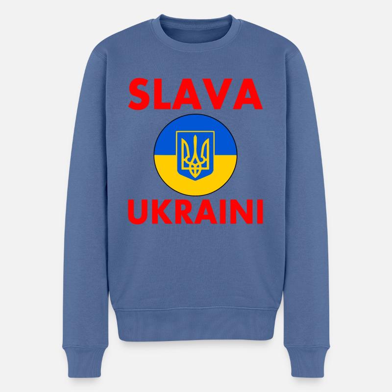 Ukraine - Männer Premium Bio Pullover - Taubenblau