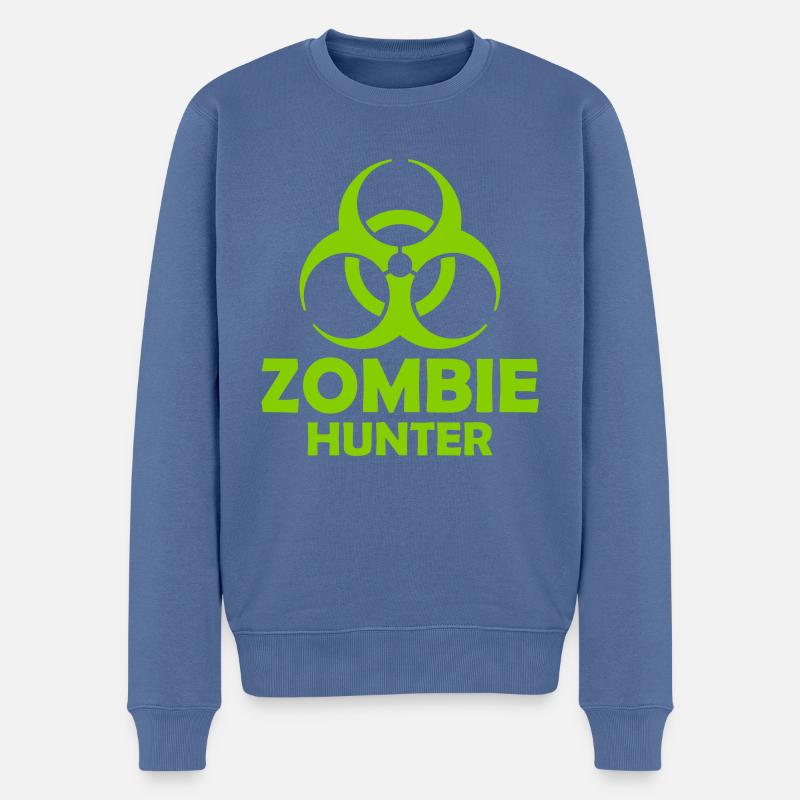zombie hunter Halloween Zitat - Männer Premium Bio Pullover - Taubenblau