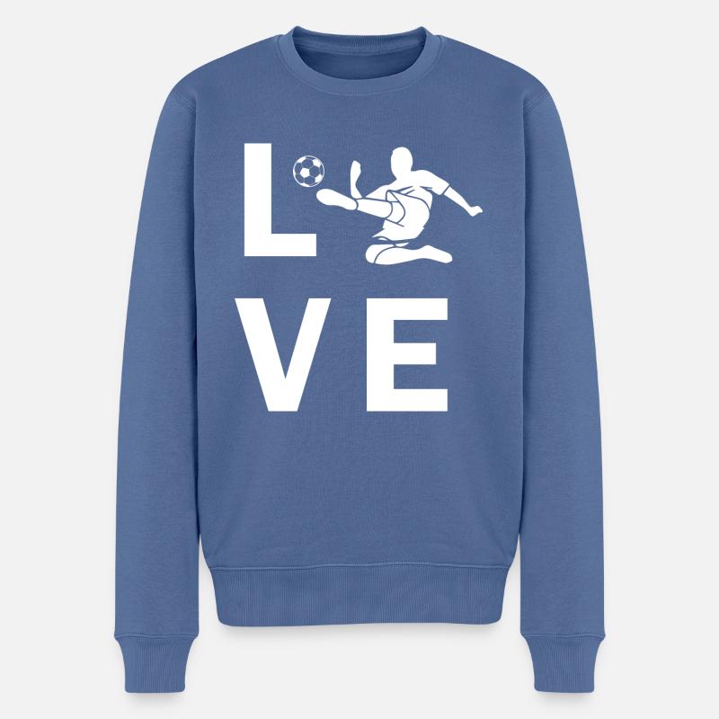 Fußball Soccer - Männer Premium Bio Pullover - Taubenblau