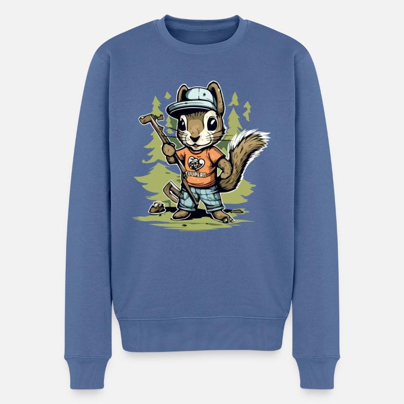 Hacki l'écureuil - Pull Premium bio Homme - bleu pigeon