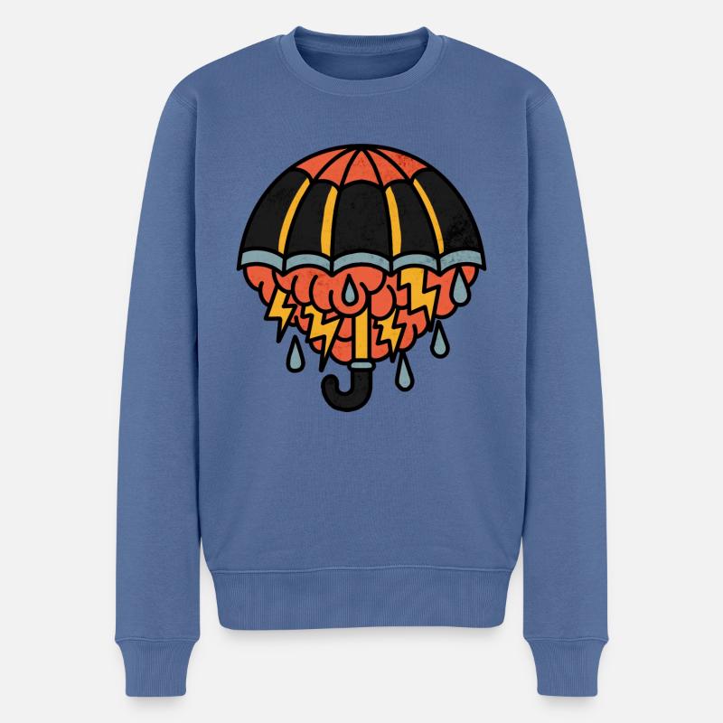 Regenschirm mit Regenwolke - Männer Premium Bio Pullover - Taubenblau