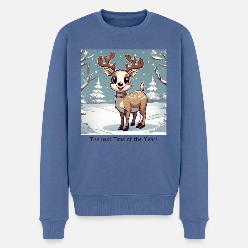 Die beste Zeit des Jahres Rentier Winter - Männer Premium Bio Pullover - Taubenblau