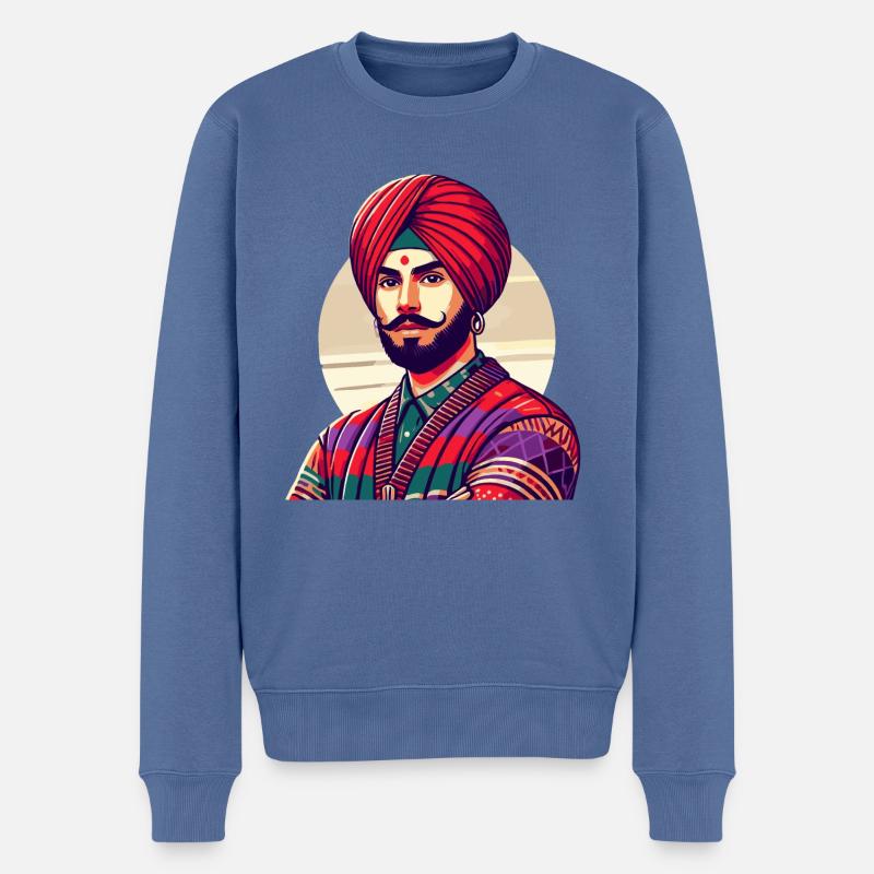 Indischer Mann Neu-Delhi - Männer Premium Bio Pullover - Taubenblau