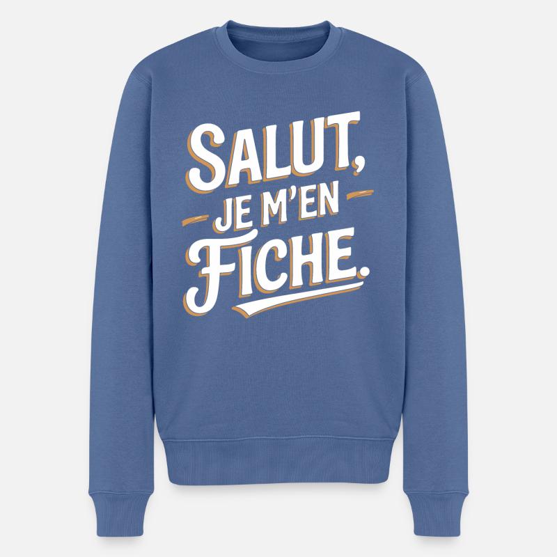 Salut je m'en fiche - Pull Premium bio Homme - bleu pigeon