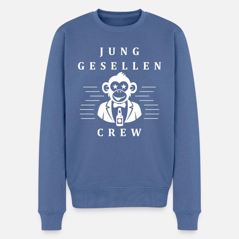 Junggesellen Crew - Männer Premium Bio Pullover - Taubenblau