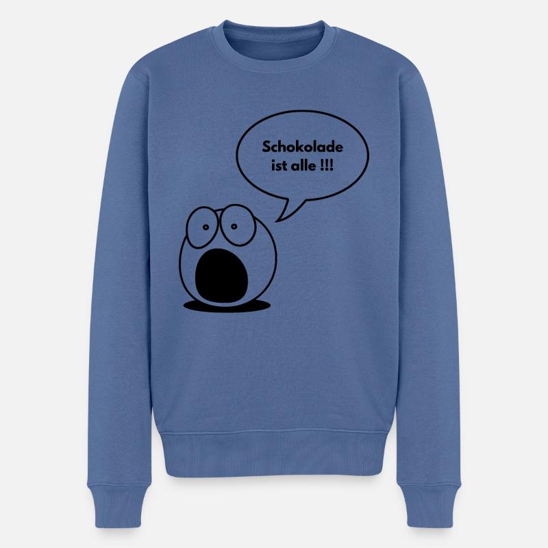 Schokolade ist alle !!! - Männer Premium Bio Pullover - Taubenblau