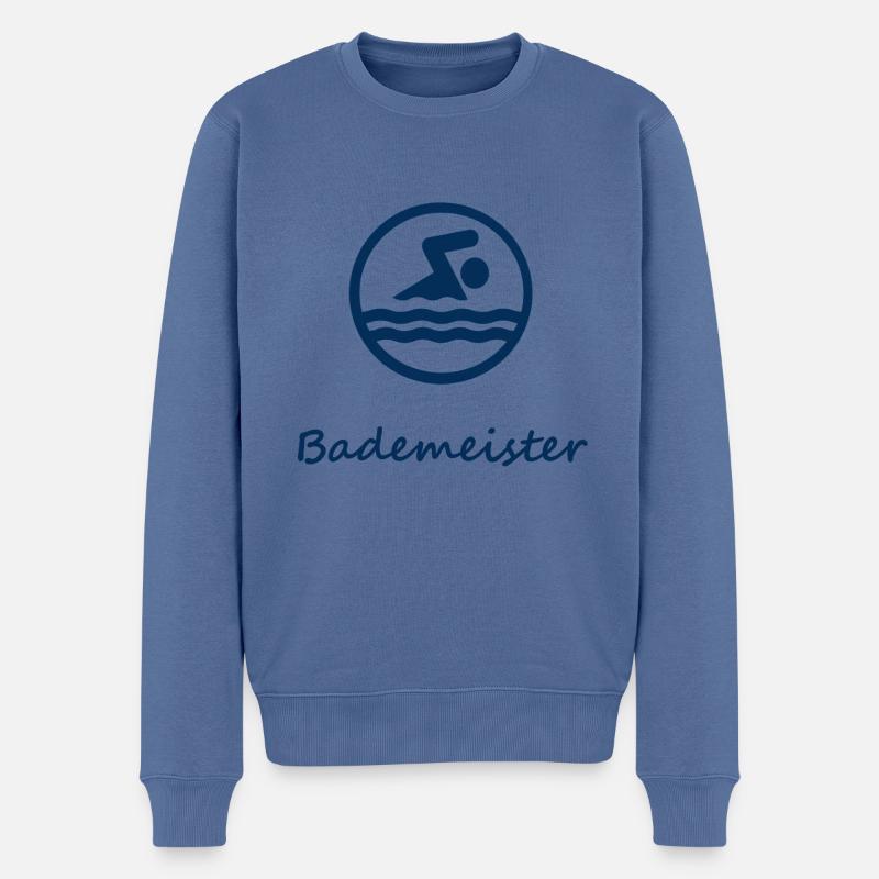 Bademeister - Männer Premium Bio Pullover - Taubenblau