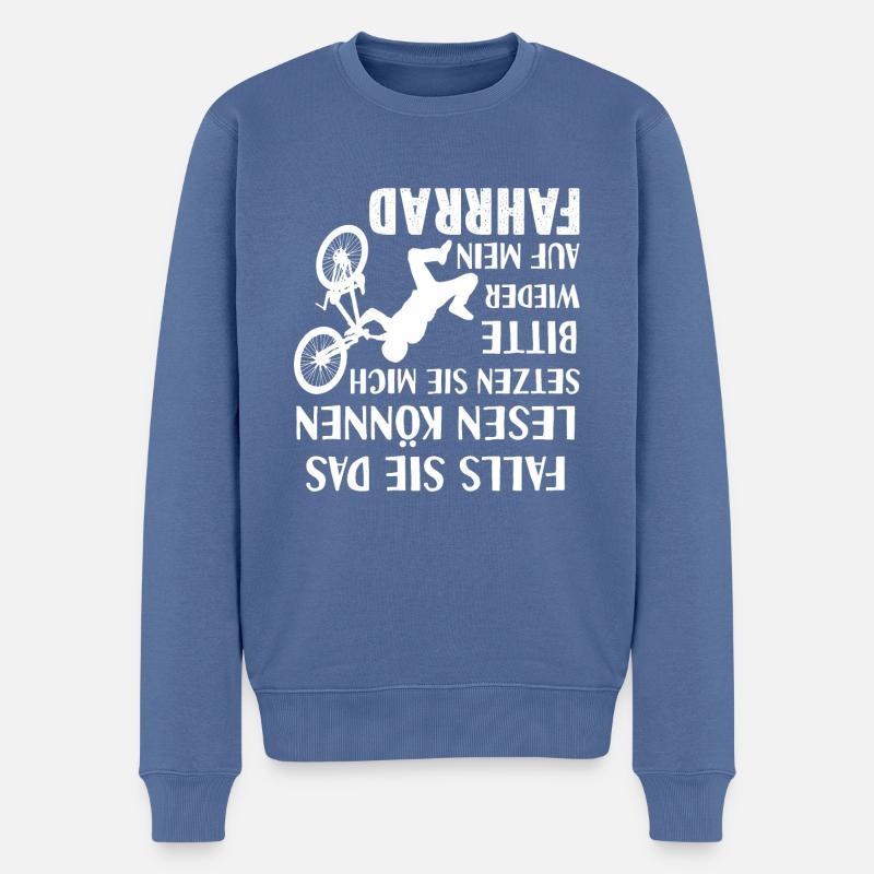 Fahrrad Sprüche lustig - Männer Premium Bio Pullover - Taubenblau