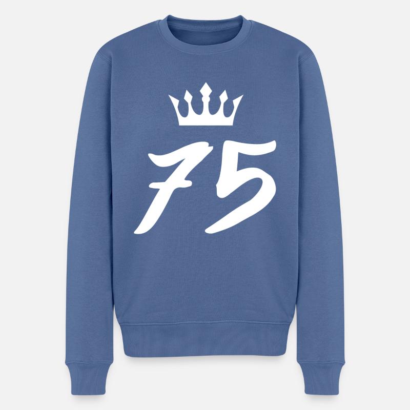 75 Couronne numérique - Pull Premium bio Homme - bleu pigeon