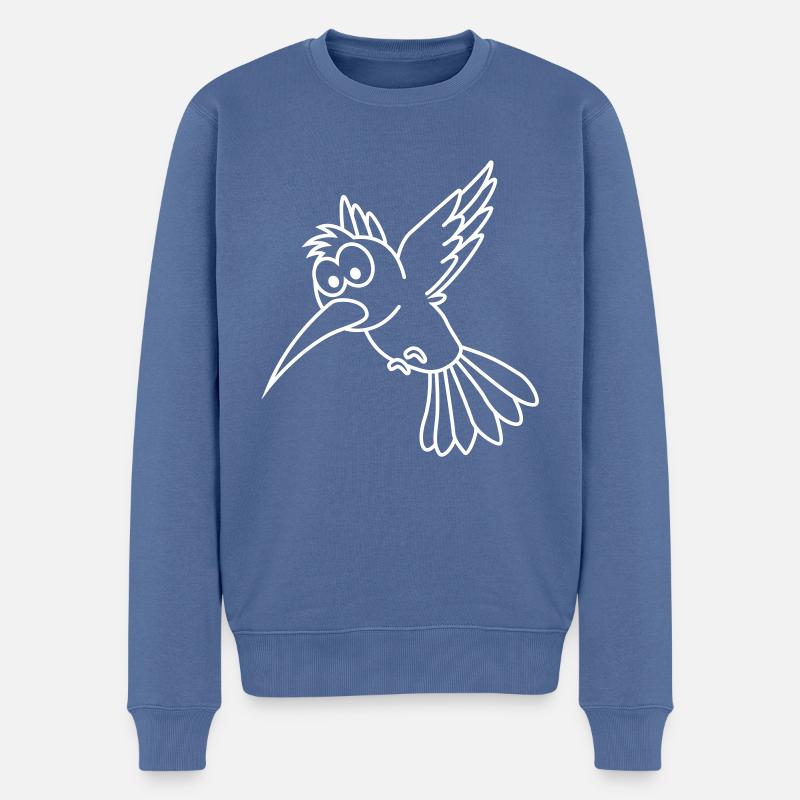 Kolibri Comic Tier - Männer Premium Bio Pullover - Taubenblau