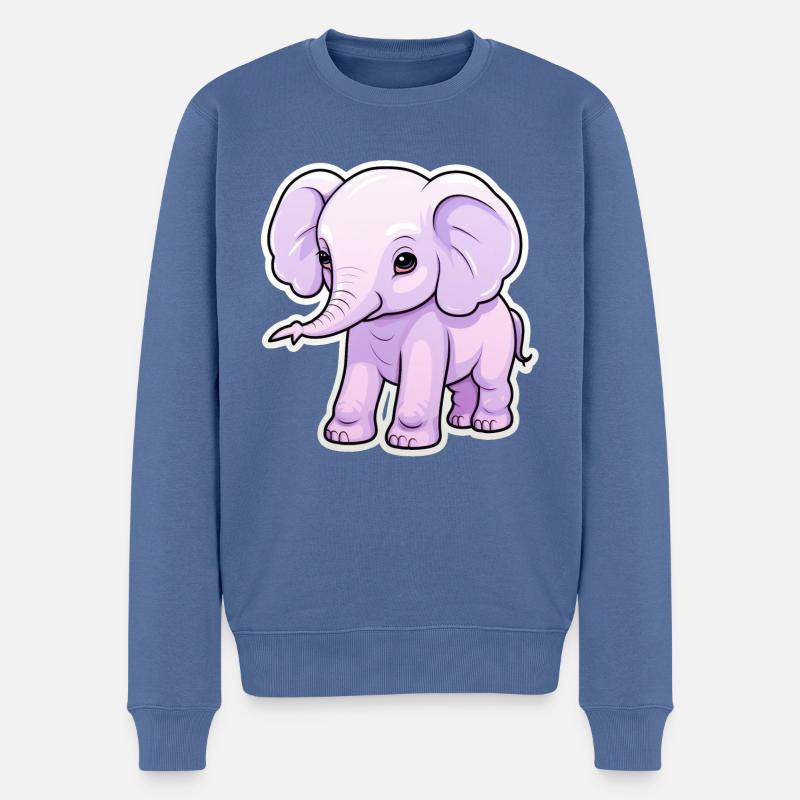 Baby Elefant Kawaii - Männer Premium Bio Pullover - Taubenblau