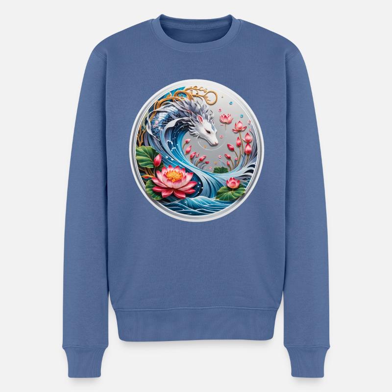 Dragon d’Asie - Pull Premium bio Homme - bleu pigeon