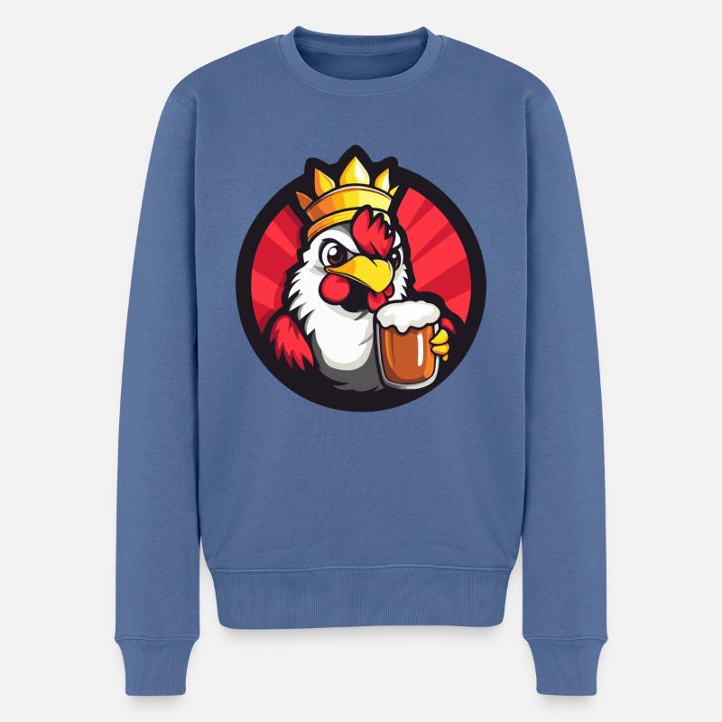 Hahn Bier Comic - Männer Premium Bio Pullover - Taubenblau