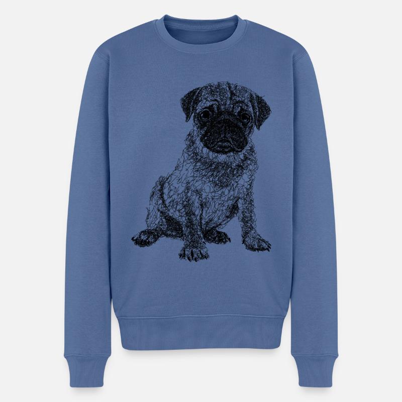 Mops - Männer Premium Bio Pullover - Taubenblau