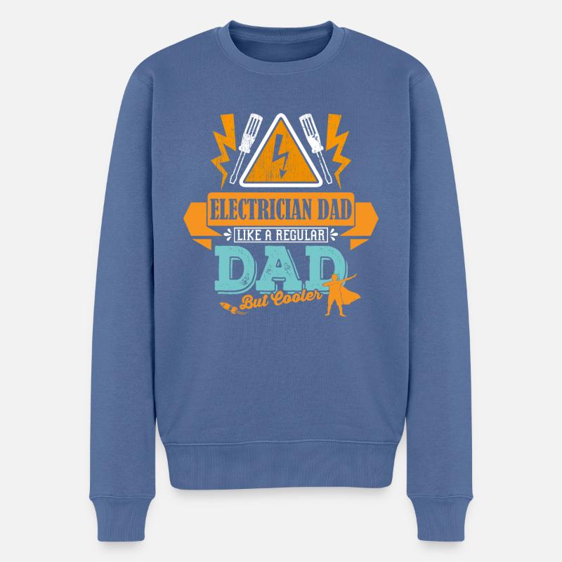 Elektriker Vater Papa cooler - Männer Premium Bio Pullover - Taubenblau