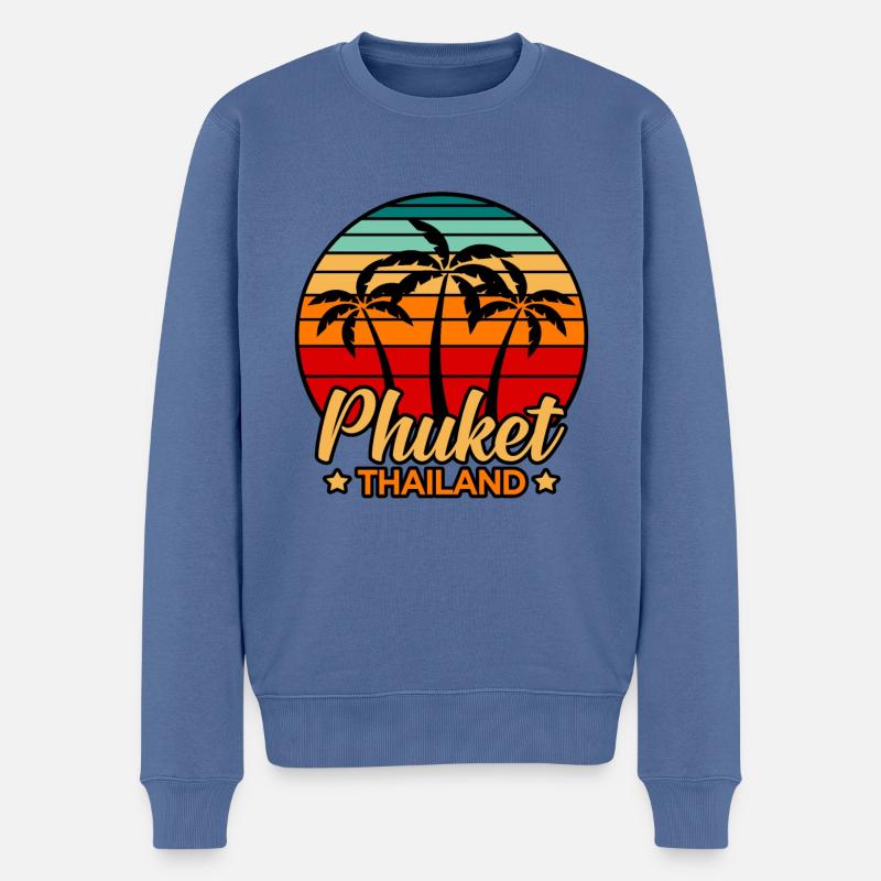 Thailand - Männer Premium Bio Pullover - Taubenblau