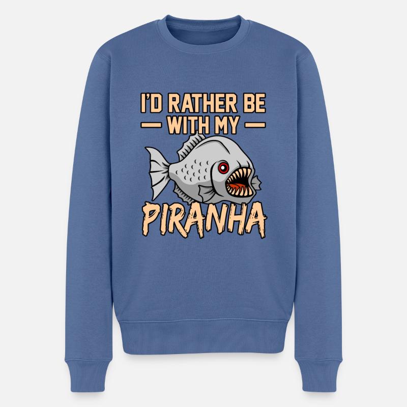 Piranha - Männer Premium Bio Pullover - Taubenblau