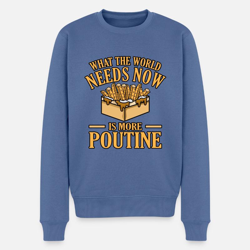 Poutine Kanadisches Fastfood - Männer Premium Bio Pullover - Taubenblau
