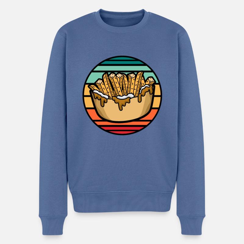 Poutine Kanadisches Fastfood - Männer Premium Bio Pullover - Taubenblau