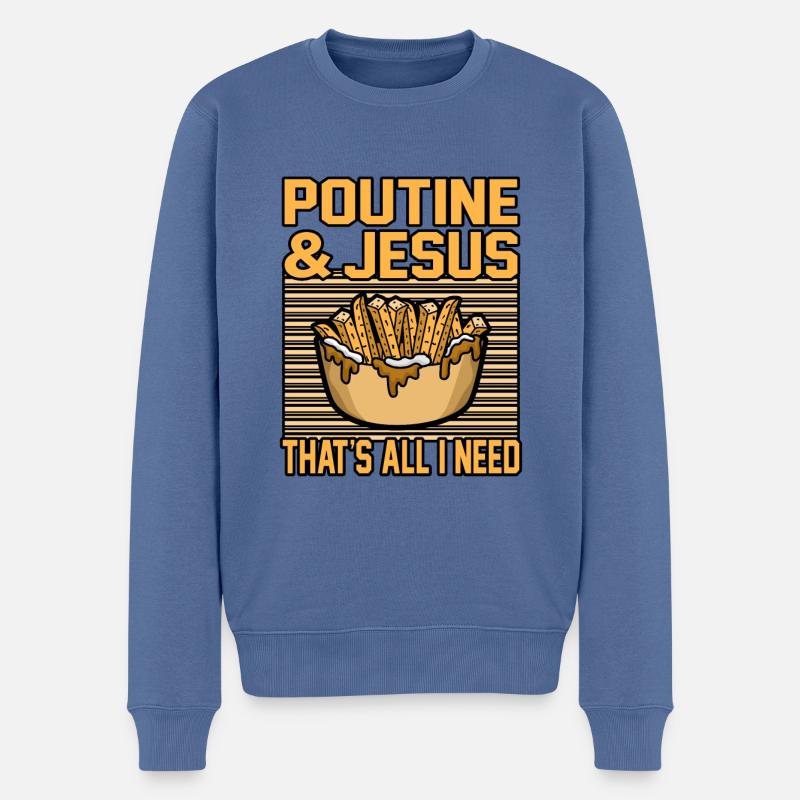 Poutine Kanadisches Fastfood - Männer Premium Bio Pullover - Taubenblau