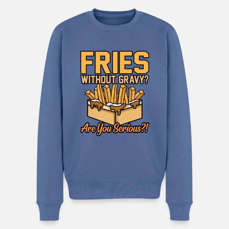 Poutine Kanadisches Fastfood - Männer Premium Bio Pullover - Taubenblau