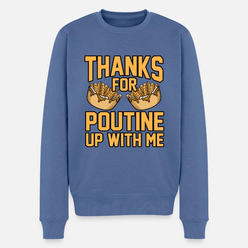 Poutine Kanadisches Fastfood - Männer Premium Bio Pullover - Taubenblau