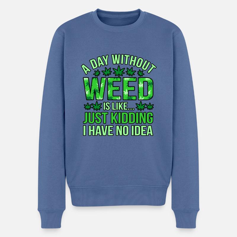 Cannabis - Männer Premium Bio Pullover - Taubenblau
