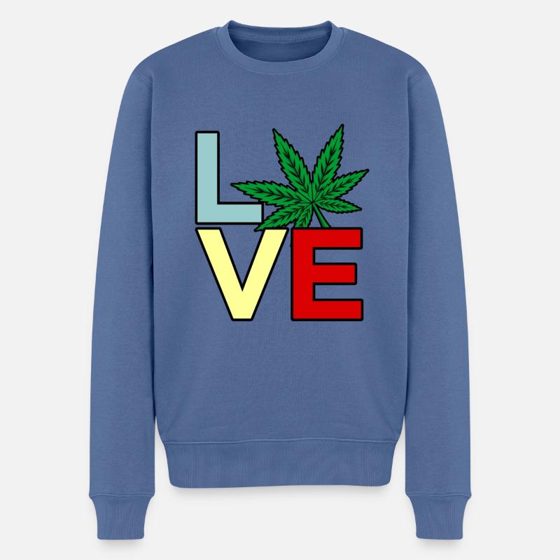 Cannabis - Pull Premium bio Homme - bleu pigeon