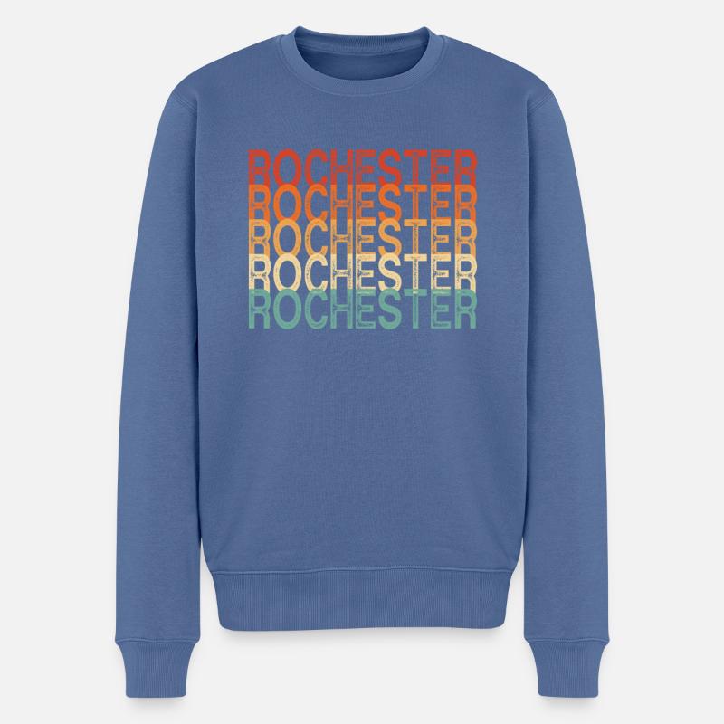 Rochester Newyork - Männer Premium Bio Pullover - Taubenblau