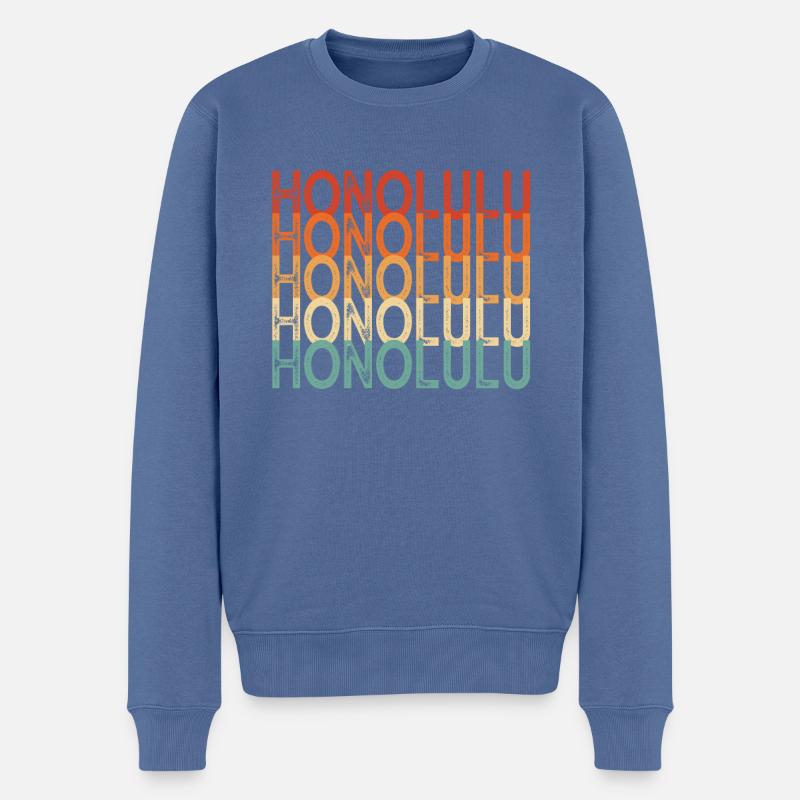 Honolulu Hawaii - Männer Premium Bio Pullover - Taubenblau
