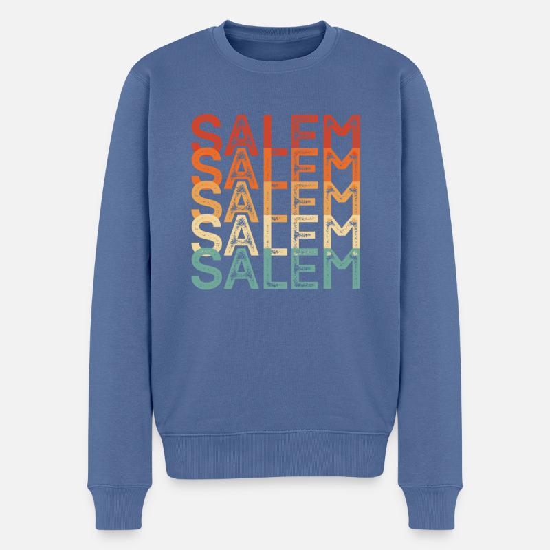 Salem USA - Männer Premium Bio Pullover - Taubenblau