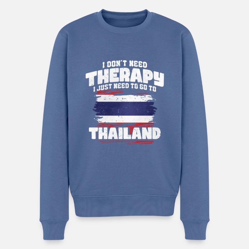 Thailand - Männer Premium Bio Pullover - Taubenblau