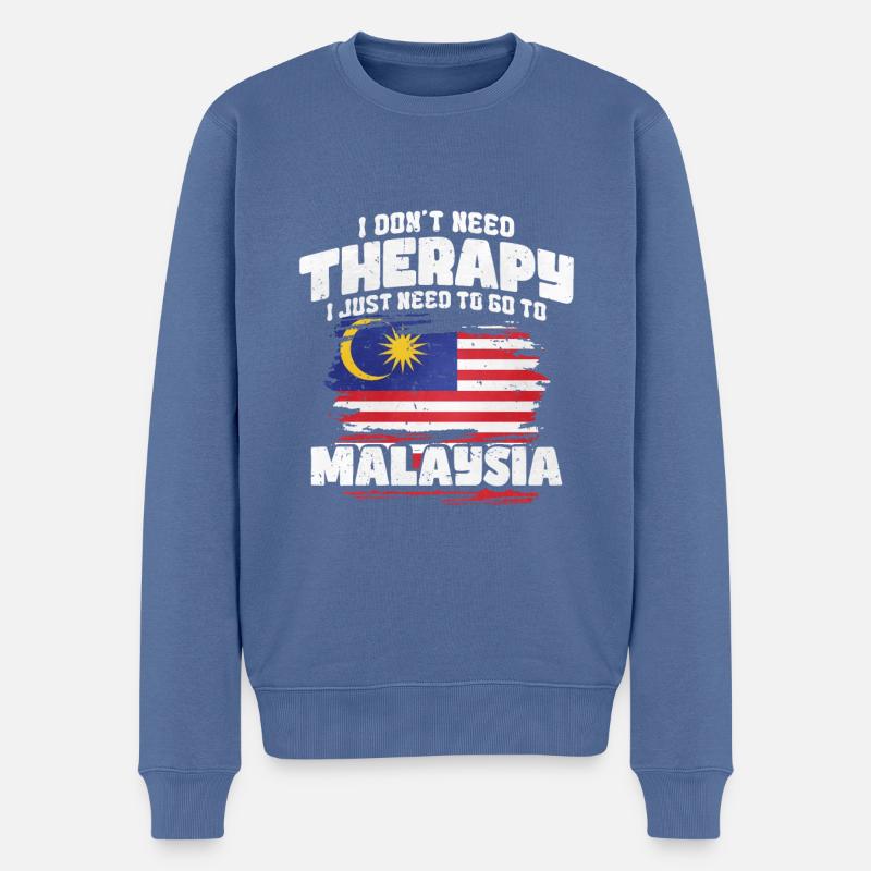 Malaysia - Männer Premium Bio Pullover - Taubenblau