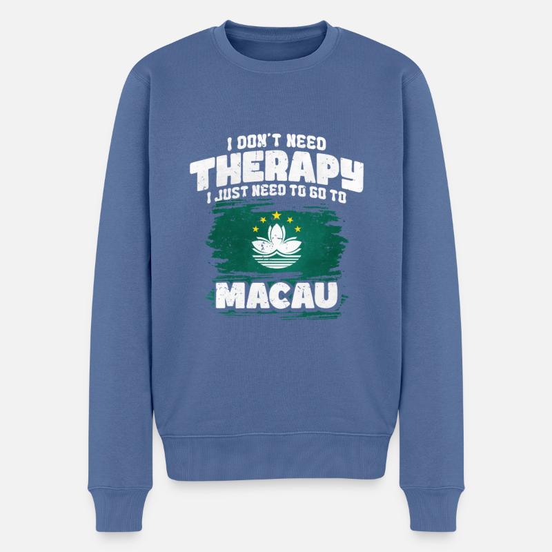 Macau - Männer Premium Bio Pullover - Taubenblau