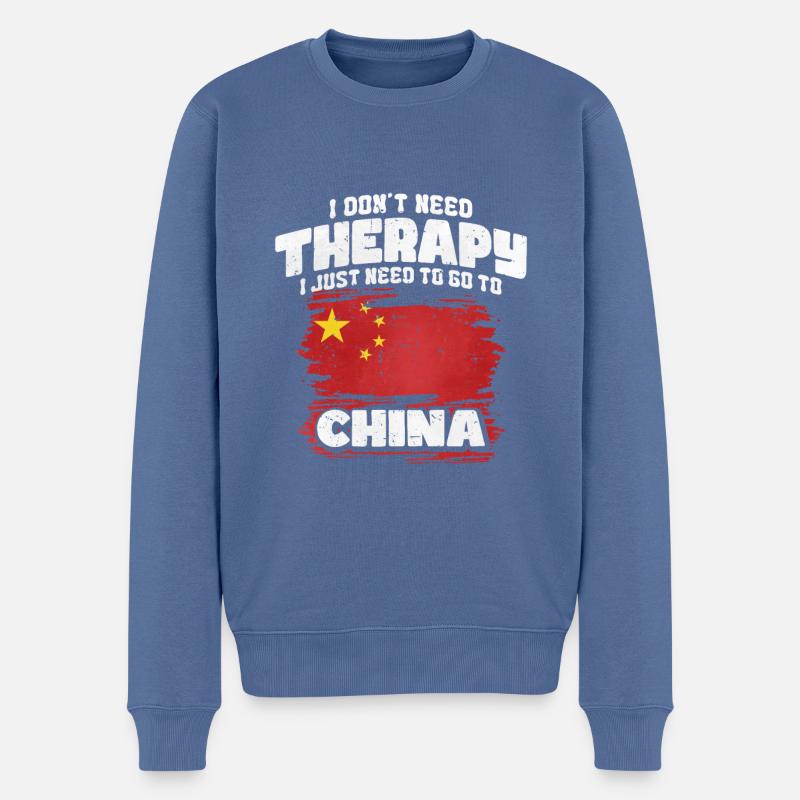 China - Männer Premium Bio Pullover - Taubenblau