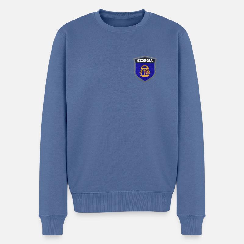 Georgia - Männer Premium Bio Pullover - Taubenblau