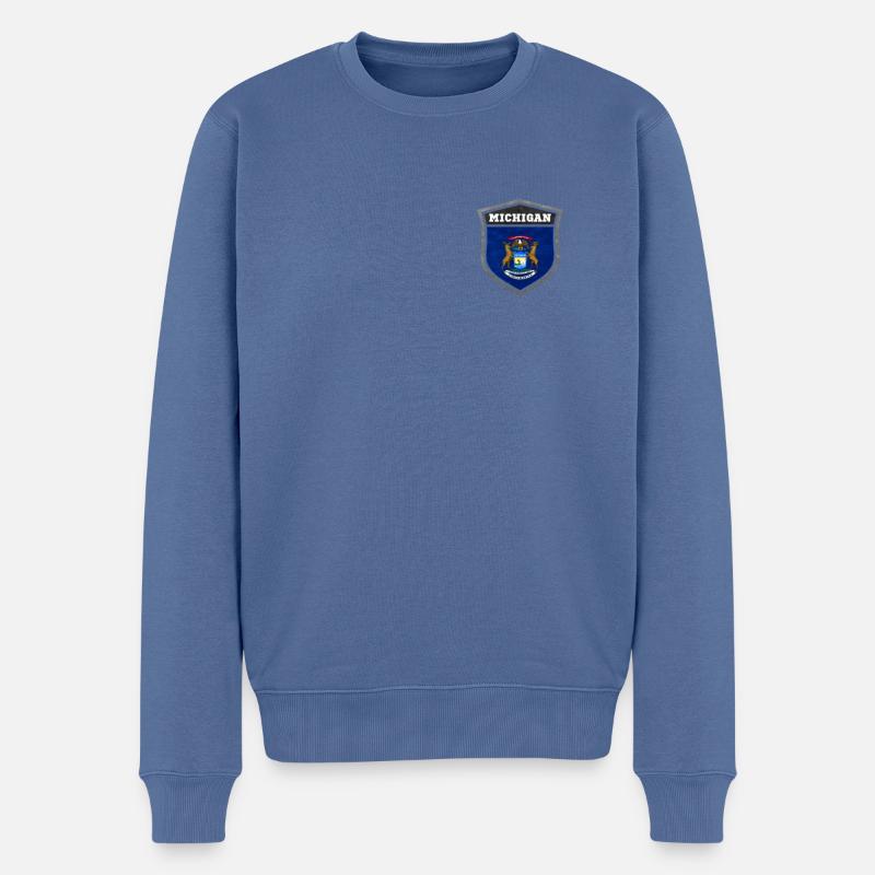 Michigan - Männer Premium Bio Pullover - Taubenblau